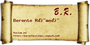 Berente Rómeó névjegykártya